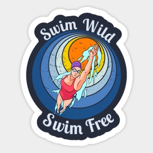 Wild Swimmer, Swim Free Swimming in the sea Sticker